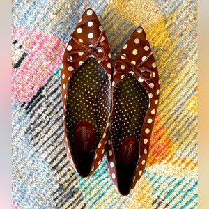 Jeffrey Campbell Brown Polka Dot Flats - SIZE 10